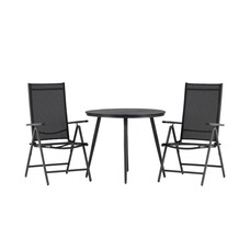 ebuy24 Break tuinmeubelset tafel 90x90cm, 2 stoelen Break, zwart,zwart.