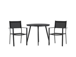 ebuy24 Break tuinmeubelset tafel 90x90cm, 2 stoelen Copacabana, zwart,zwart.