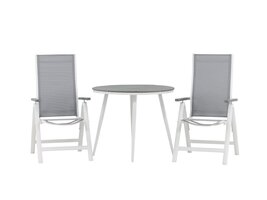 ebuy24 Break tuinmeubelset tafel 90x90cm, 2 stoelen Albany, grijs,grijs.