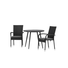 ebuy24 Break tuinmeubelset tafel 90x90cm, 2 stoelen Anna, zwart,zwart.