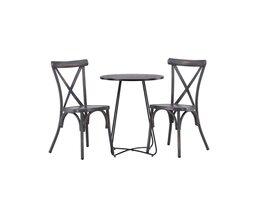 ebuy24 Bacong tuinmeubelset tafel, 2 stoelen zwart,donkergrijs.