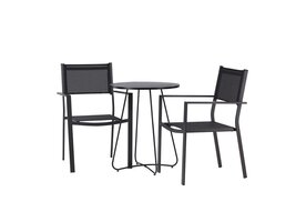 ebuy24 Bacong tuinmeubelset tafel, 2 stoelen zwart.
