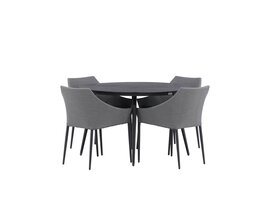ebuy24 Break tuinmeubelset tafel 120x120cm, 4 stoelen Spoga, zwart,grijs.