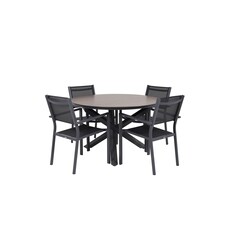 ebuy24 Llama tuinmeubelset tafel 120x120cm, 4 stoelen Copacabana, bruin,zwart.