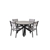 ebuy24 Parma tuinmeubelset tafel Ã˜140cm donkergrijs, 4 stoelen Copacabana grijs.