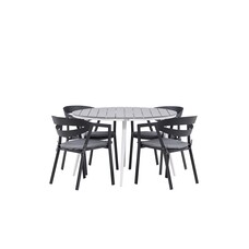 ebuy24 Break tuinmeubelset tafel 120x120cm, 4 stoelen Wear, grijs,zwart.