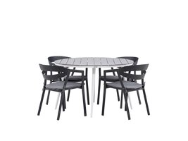 ebuy24 Break tuinmeubelset tafel 120x120cm, 4 stoelen Wear, grijs,zwart.