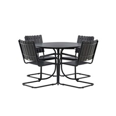 ebuy24 Holmsund tuinmeubelset tafel Ã˜100cm zwart, 4 stoelen zwart.