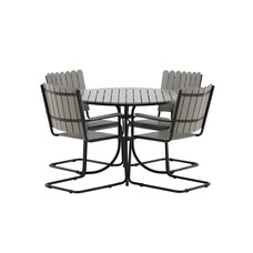 ebuy24 Holmsund tuinmeubelset tafel Ã˜103cm grijs, 4 stoelen grijs.