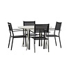 ebuy24 Lina tuinmeubelset tafel 120x120cm, 4 stoelen Copacabana, beige,zwart.