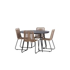 ebuy24 Break tuinmeubelset tafel 120x120cm, 4 stoelen Lindos, zwart,bruin.