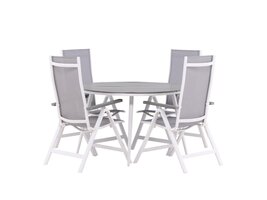 ebuy24 Break tuinmeubelset tafel 120x120cm, 4 stoelen Albany, grijs,grijs.