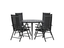 ebuy24 Break tuinmeubelset tafel 120x120cm, 4 stoelen Break, zwart,zwart.