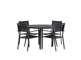 ebuy24 Break tuinmeubelset tafel 120x120cm, 4 stoelen Copacabana, zwart,zwart.