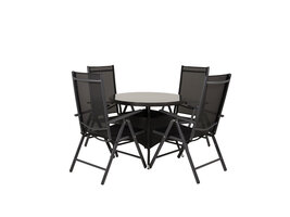 ebuy24 Volta tuinmeubelset tafel Ø90cm en 4 stoel Break zwart.