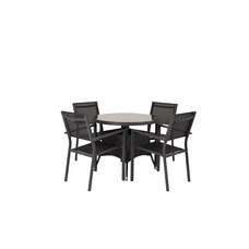 ebuy24 Volta tuinmeubelset tafel 90x90cm, 4 stoelen Copacabana, zwart,zwart.