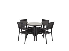 ebuy24 Volta tuinmeubelset tafel 90x90cm, 4 stoelen Copacabana, zwart,zwart.