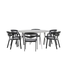 ebuy24 Break tuinmeubelset tafel 150x150cm, 6 stoelen Wear, grijs,zwart.