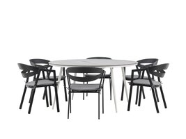 ebuy24 Break tuinmeubelset tafel 150x150cm, 6 stoelen Wear, grijs,zwart.