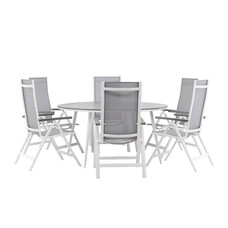 ebuy24 Break tuinmeubelset tafel 150x150cm, 6 stoelen Albany, grijs,grijs.