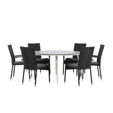ebuy24 Break tuinmeubelset tafel 150x150cm, 6 stoelen Anna, grijs,zwart.
