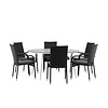 ebuy24 Break tuinmeubelset tafel 150x150cm, 6 stoelen Anna, grijs,zwart.