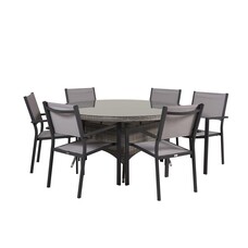ebuy24 Volta tuinmeubelset tafel 150x150cm, 6 stoelen Copacabana, grijs,grijs.