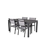ebuy24 Marbella tuinmeubelset tafel 160x100cm, 4 stoelen Copacabana, zwart,grijs.