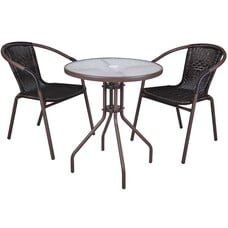 ebuy24 Anna terrasmeubel set tafel, 2 stoel bruin.