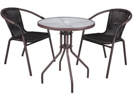 ebuy24 Anna terrasmeubel set tafel, 2 stoel bruin.