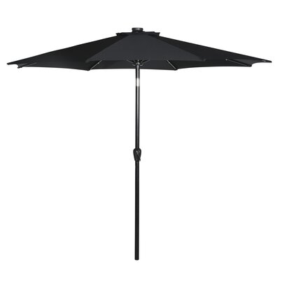 ebuy24 Rices zonnescherm parasol met tandwiel, LED licht, kantelt Ã¸3 M zwart/zwart.