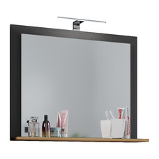 ebuy24 VCB10 Mini spiegelkast , badkamerspiegel met 1 plank Antraciet/honing eiken decor.
