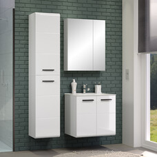 ebuy24 Riva badkamer B met spiegelkast wit, wit hoogglans.
