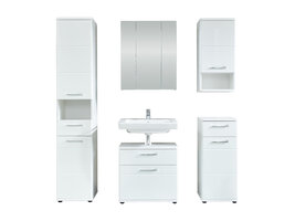 ebuy24 Monte badkamer met spiegelkast wit, wit hoogglans.