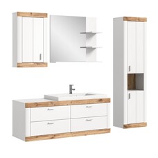 ebuy24 Laredo badkamer 192cm wit,mat wit,eik decor.