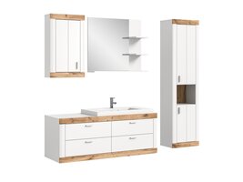 ebuy24 Laredo badkamer 192cm wit,mat wit,eik decor.