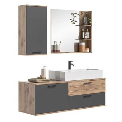 ebuy24 Mason badkamer 140cm eik decor,grijs.