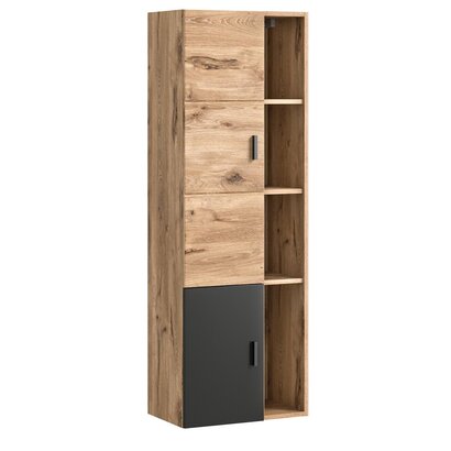ebuy24 Grado badkamerkast 2 deuren, 4 planken eik decor,mat grijs.