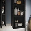 ebuy24 Linus badkamerkast wandmontage 1 deur hoog glans zwart,zwart.