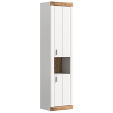 ebuy24 Laredo kolomkast wandmontage 2 deuren, 1 plank  mat wit,eik decor,wit.