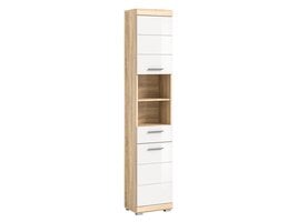 ebuy24 Lambada kolomkast 2 deuren, 1 lade, 2 planken  hoog glans wit,eik decor.