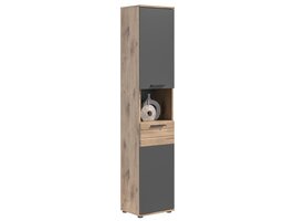 ebuy24 Mason kolomkast 2 deuren, 1 plank  grijs,eik decor.