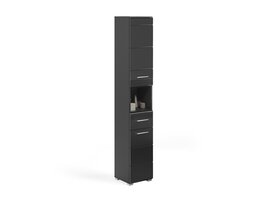 ebuy24 Linus kolomkast 2 deuren, 1 lade, 1 plank  hoog glans zwart,zwart.