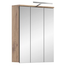 ebuy24 Mason spiegelkast 3 deuren met licht eik decor.