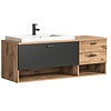 ebuy24 Grado wastafel 140cm 3 laden, 2 planken eik decor,mat grijs.