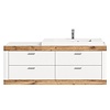 ebuy24 Laredo wastafel 132cm 4 laden mat wit,eik decor,wit.