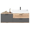 ebuy24 Mason wastafel 140cm 1 deur, 2 laden grijs,eik decor.