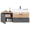 ebuy24 Mason wastafel 140cm 1 deur, 2 laden grijs,eik decor.