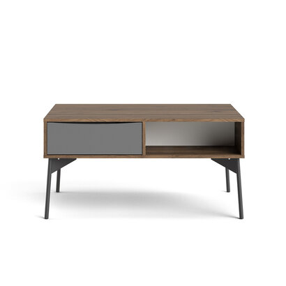 tom Elly salontafel met 1 lade en 3 legplanken bruin,grijs.
