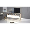 tom Penny TV-meubel 2 schuifdeuren en 3 vakken Hickory decor en mat wit.
